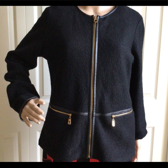 Jones New York Jackets & Blazers - Jones New York Wool Jacket Faux Leather Trim